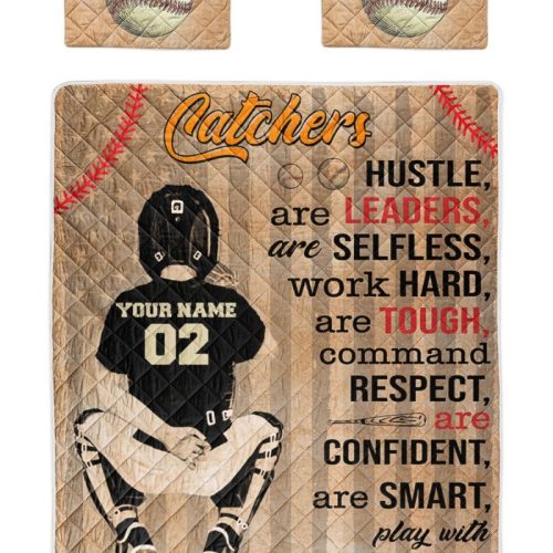 Personalized Baseball Catchers Hustle Are Leaders Are Selfless Quilt Bedding Set