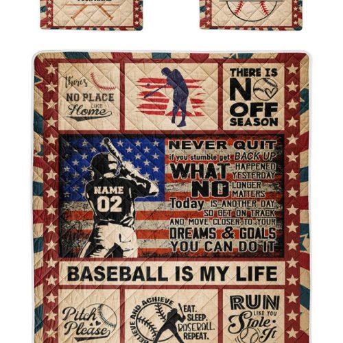 Personalized Baseball Theres No Place Like Home Theres No Off Season Quilt Bedding Set