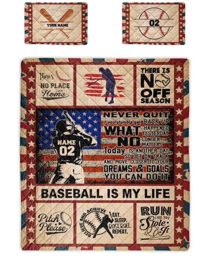 Personalized Baseball Theres No Place Like Home Theres No Off Season Quilt Bedding Set
