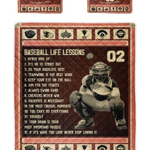 Personalized Baseball Life Lessons Quilt Bedding Set