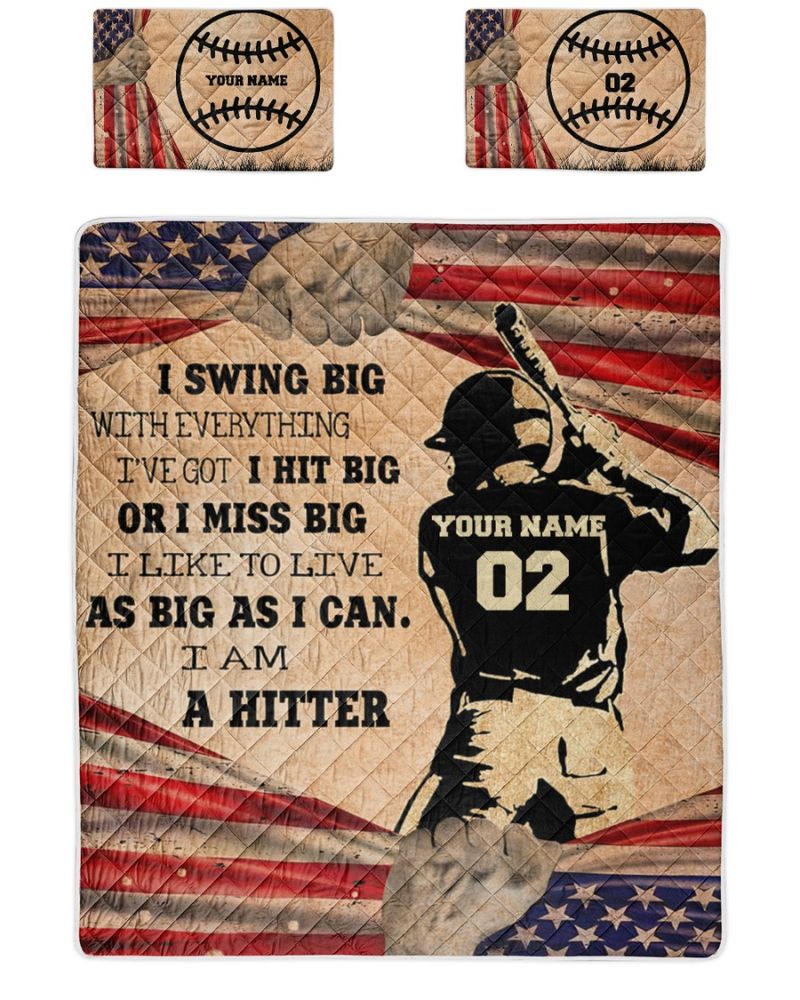Personalized Baseball I Am A Hitter Quilt Bedding Set