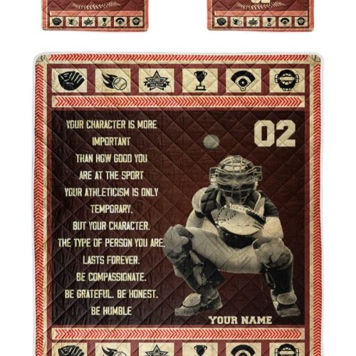 Personalized Baseball Your Character Is Important Than How Good You Are Quilt Bedding Set