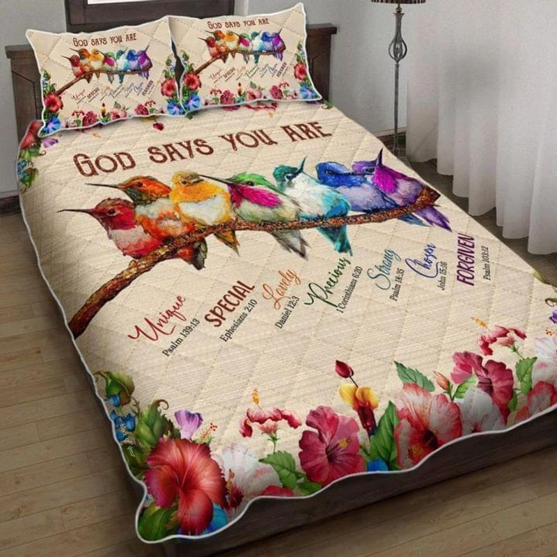 Colorful Little Birds Quilt And Flowers Bedding Set