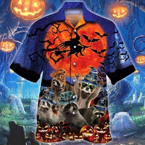 Raccoon Lovers Halloween Night Hawaiian Shirt