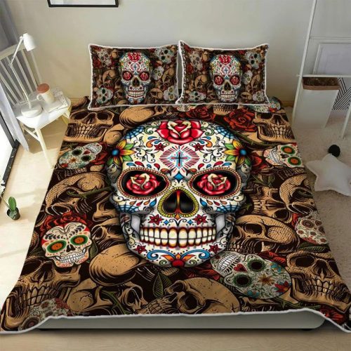 Colorful Skull Quilt Bedding Set