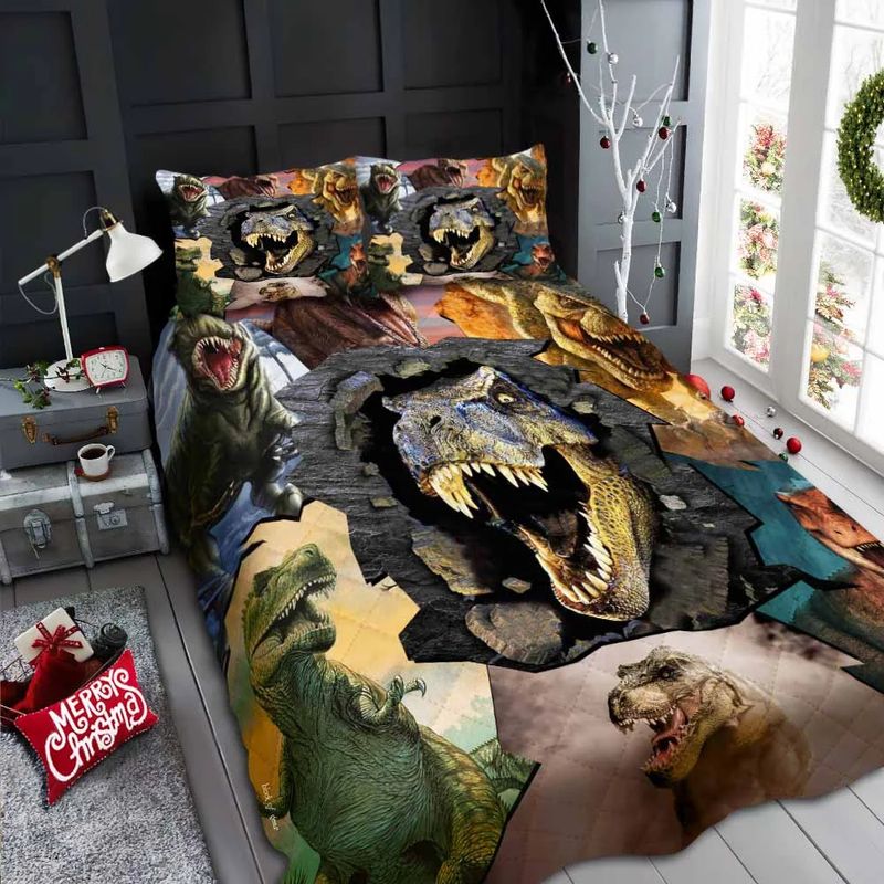 T Rex Dinosaur Quilt Bedding Set