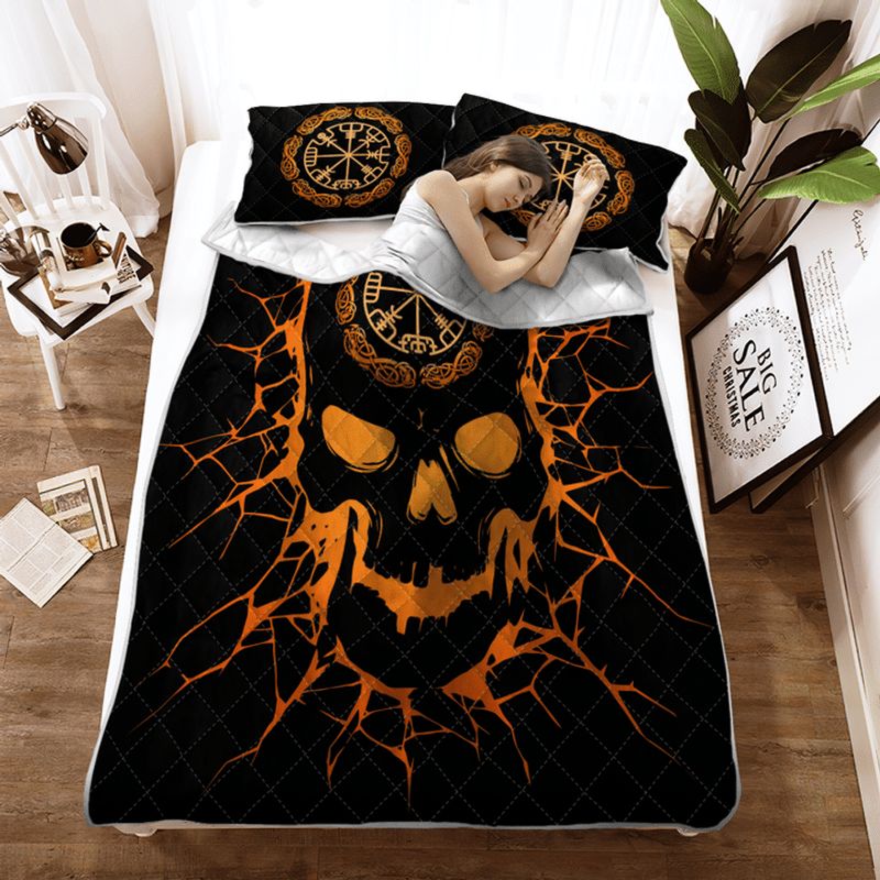 Viking Vegvisir Skull Viking Quilt Bedding Set