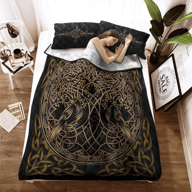 Viking Raven Yggdrasil Quilt Bedding Set