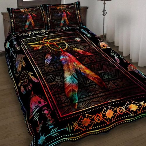 Color Feather Native American Quilt Bedding Set