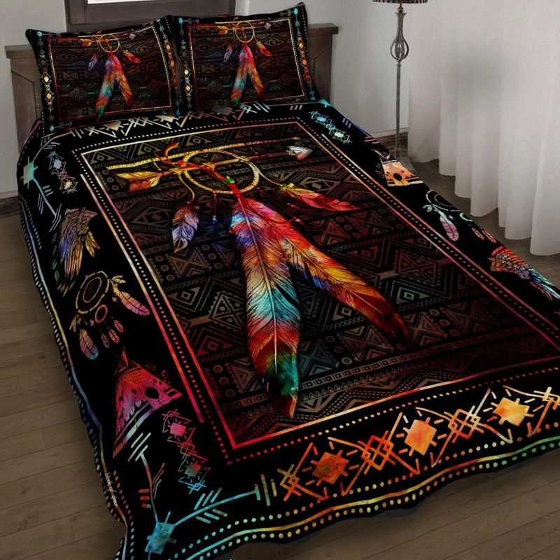 Color Feather Native American Quilt Bedding Set