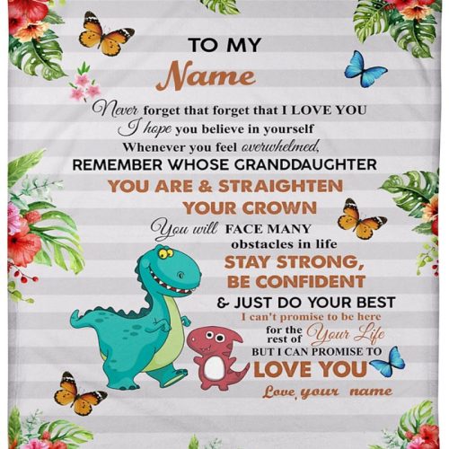 Personalized Dinosaur Never Forget That Forget That I Love You Fleece Blanket