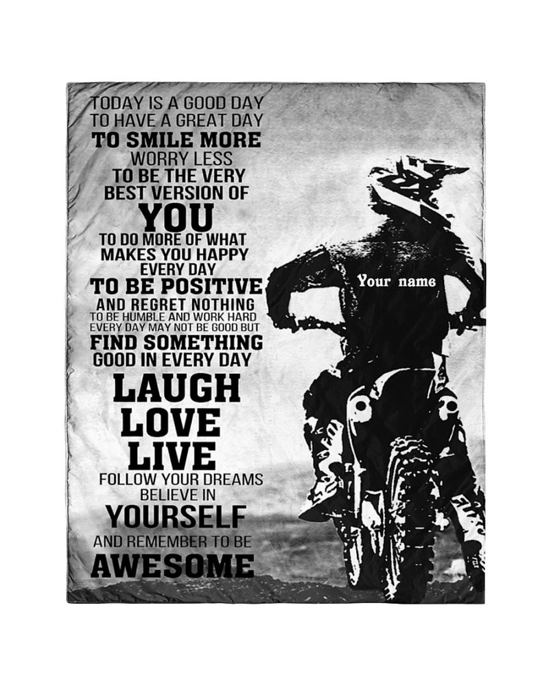 Personalized Biker Follow Your Dream Believe In Yourself And Remember To Be Awesome Blanket