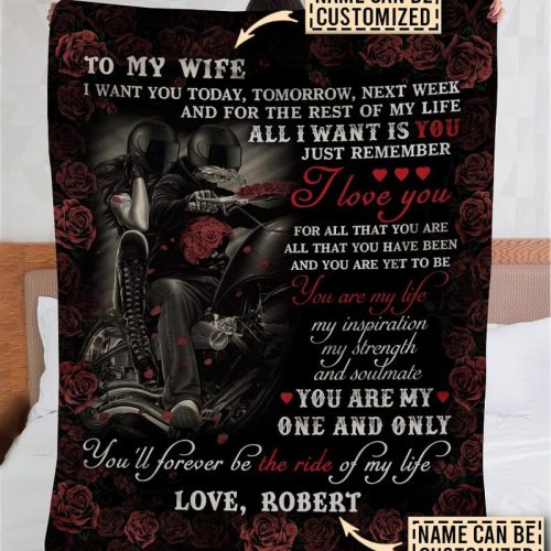 Personalized Motorcycling To My Wife I Want You Today Tomorrow Next Week Fleece Blanket