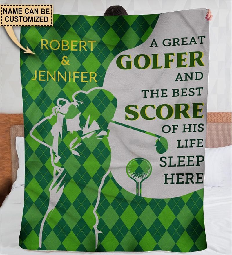Personalized A Great Golfer And The Best Score Of His Life Sleep Here Fleece Blanket