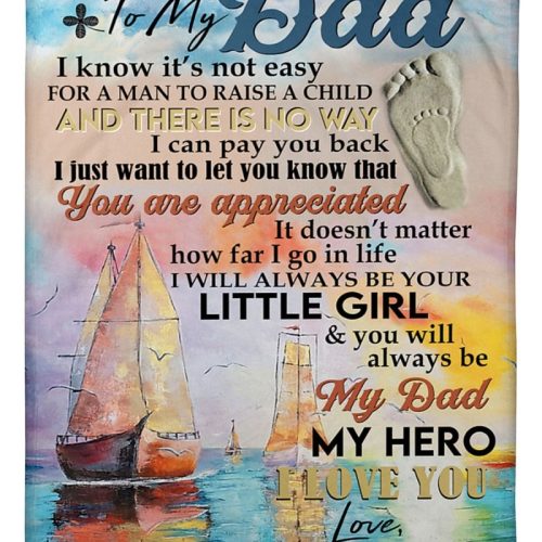 Beach To My Dad I Know Its Not Easy For A Man To Raise A Child Fleece Blanket