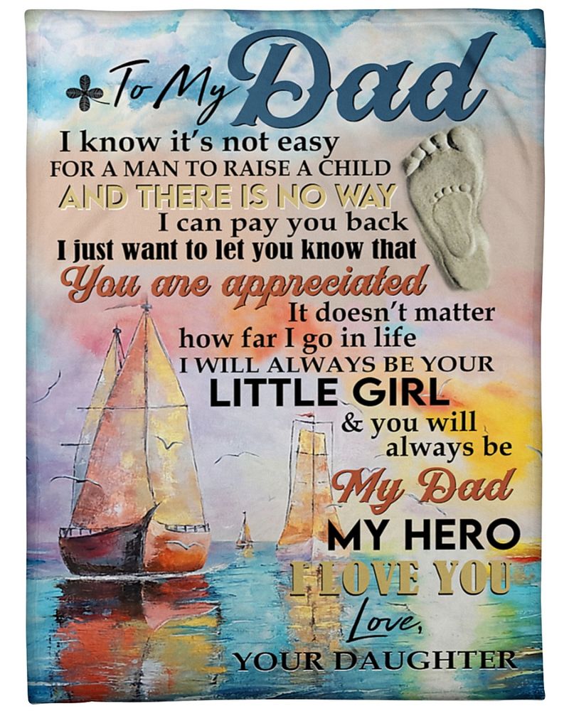 Beach To My Dad I Know Its Not Easy For A Man To Raise A Child Fleece Blanket