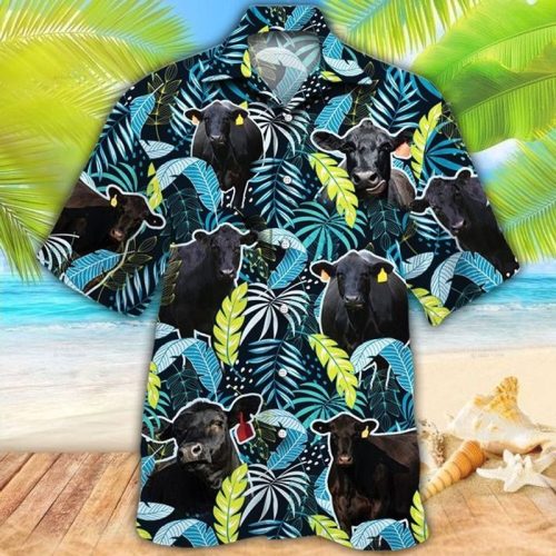Black Angus Cattle Tropical Hawaiian Shirt