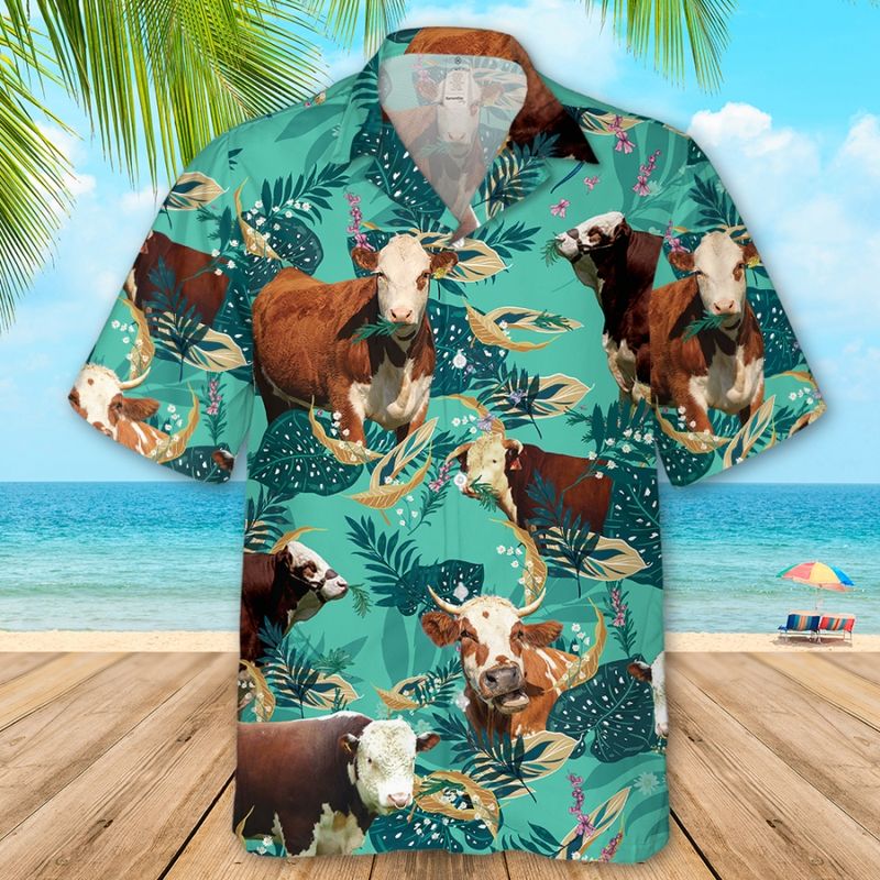 Hereford Cattle Funny Rosemary Hawaiian Shirt