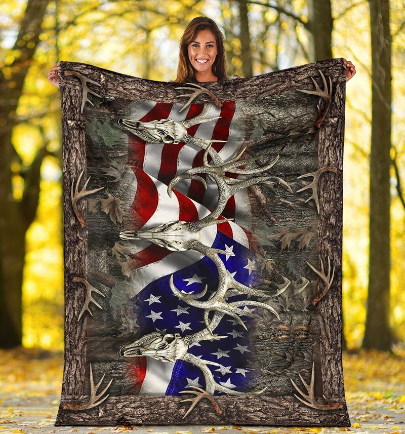 American Hunter Deer Skull Camo Fleece Blanket