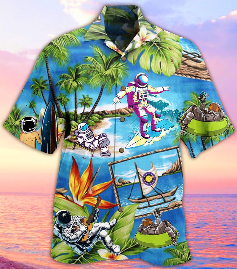Astronaut Galaxy Beach Summer Vacation Hawaiian Shirt