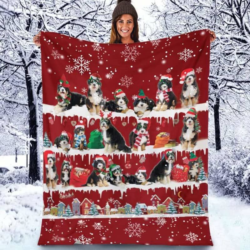 Bernedoodle Christmas Blanket