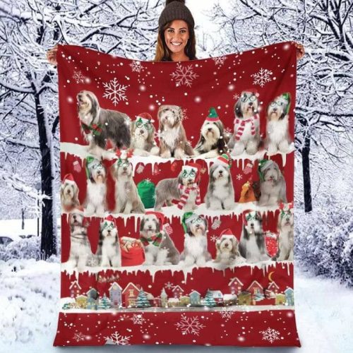 Bearded Collie Christmas Blanket