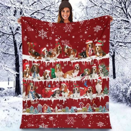 Basset Hound Christmas Blanket