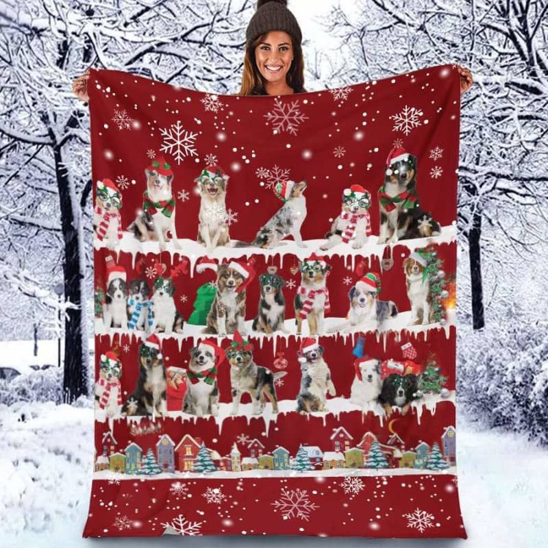 Australian Shepherd Christmas Blanket