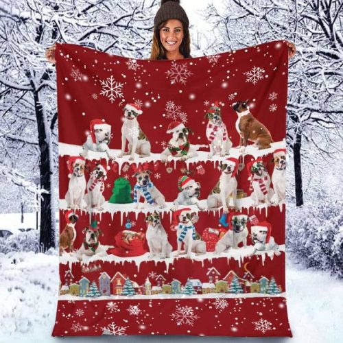 American Bulldog Christmas Blanket