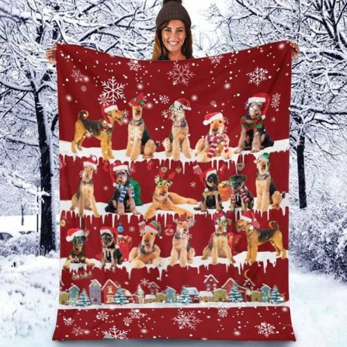 Airedale Terrier Christmas Blanket