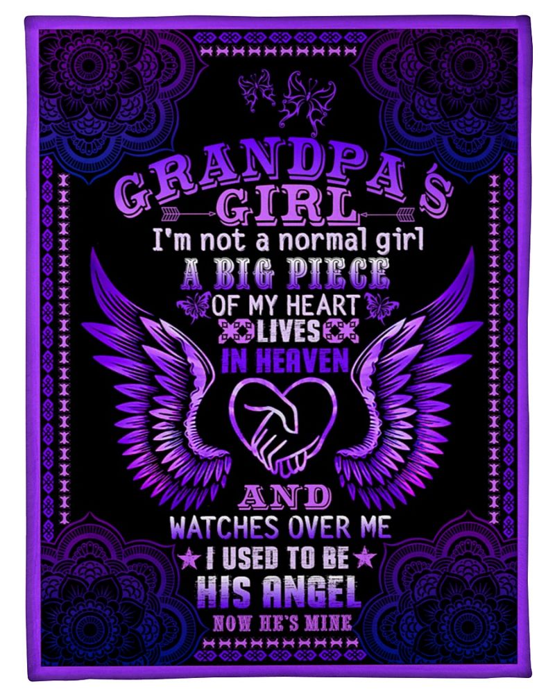 Angel Grandpa Im Not A Normal Girl Fleece Blanket