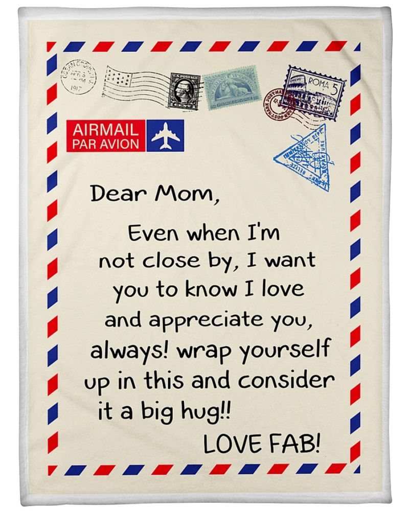 Airmail Dear Mom Even When Im Not Close By Love Fab Blanket