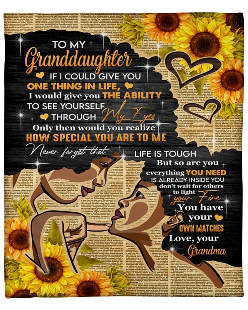 To My Granddaughter Love Your Grandma Sunflowers Blanket