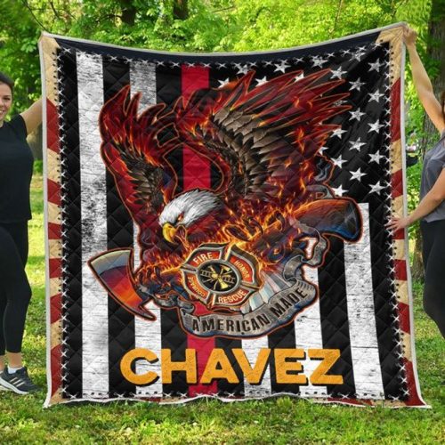 Personalized Firefighter Eagels Us Quilt