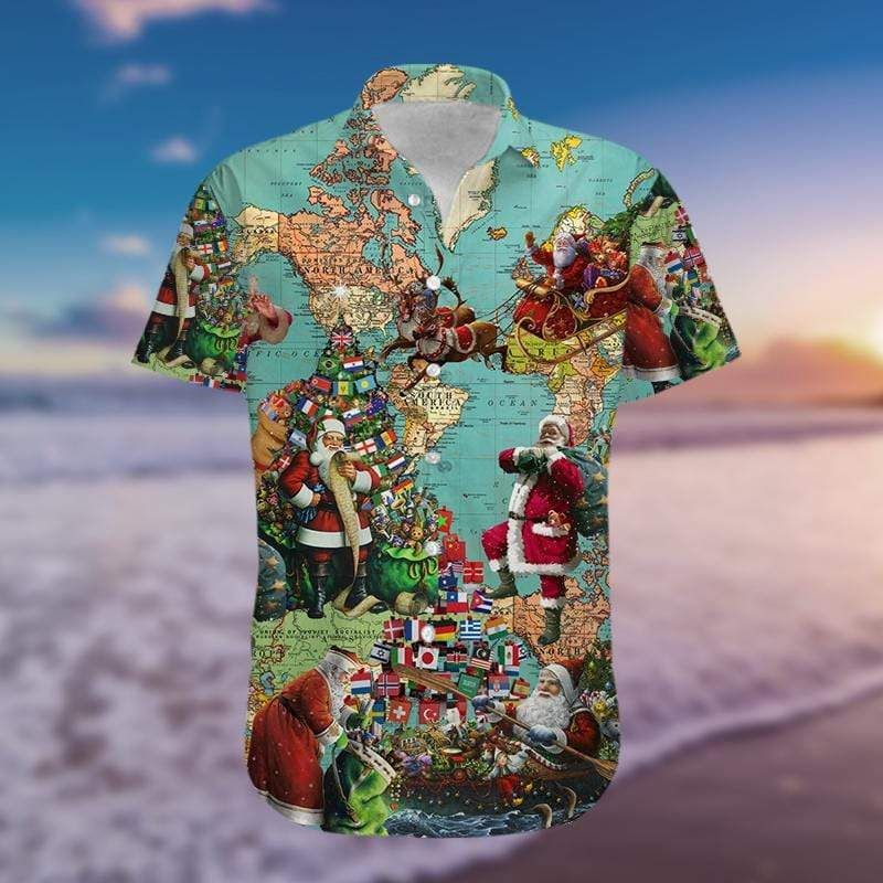 Santa Claus Around The World Hawaiian Shirt