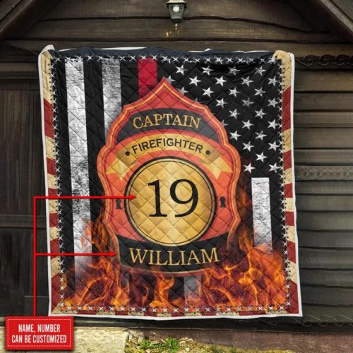 Personalized Captain Firefighter Quilt
