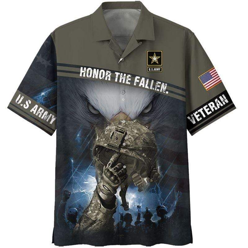 Army Helmet Honor The Fallen Us Army Unisex Hawaiian Shirt