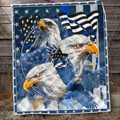 Eagle Thin Blue Line Blanket Quilt