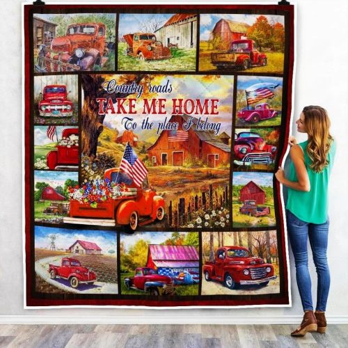 Country Roads Take Me Home Red Truck Quilt