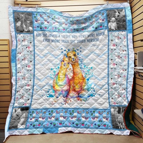 Blue Alpaca Mama And She Loved A Little Boy Very Very Much Quilt