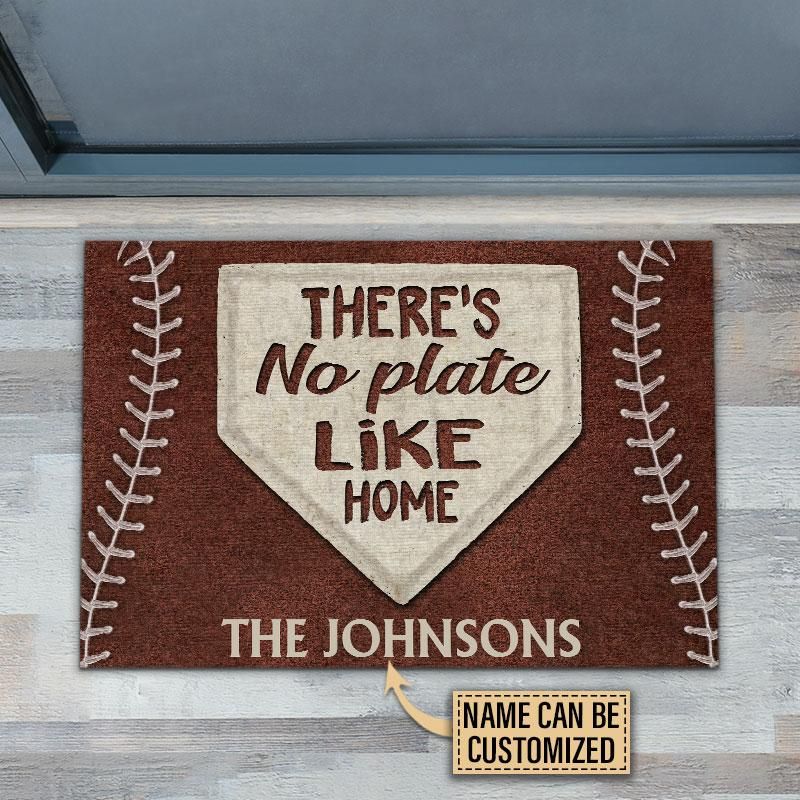 Personalized Baseball No Plate Like Home Doormat