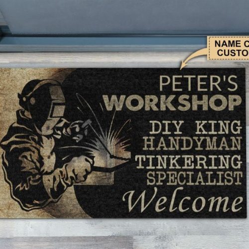 Personalized Welder Workshop Diy King Handyman Tinkering Specialist Welcome Doormat