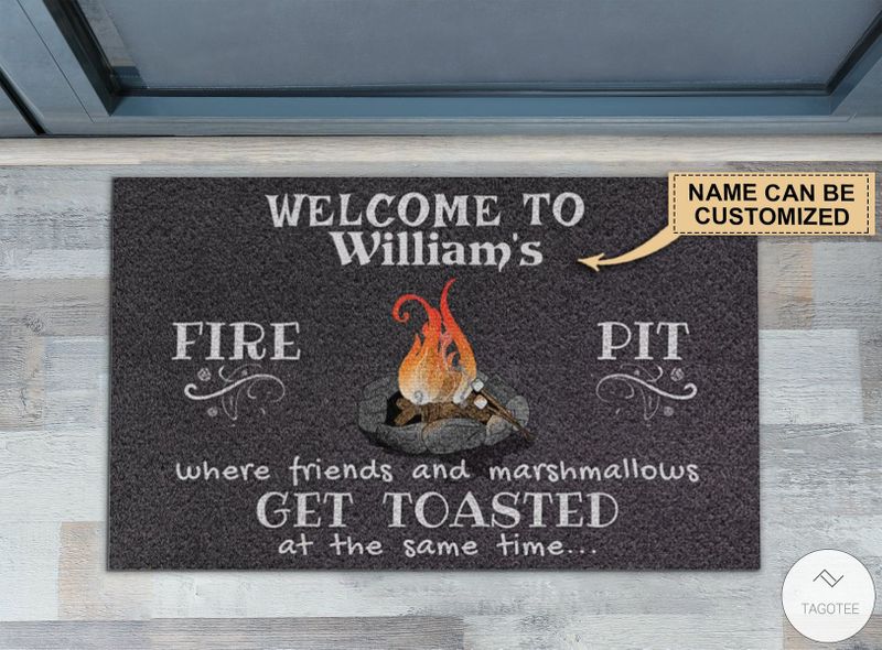 Personalized Welcome To Firepit Where Friends And Marshmallows Get Toasted Camper Doormat
