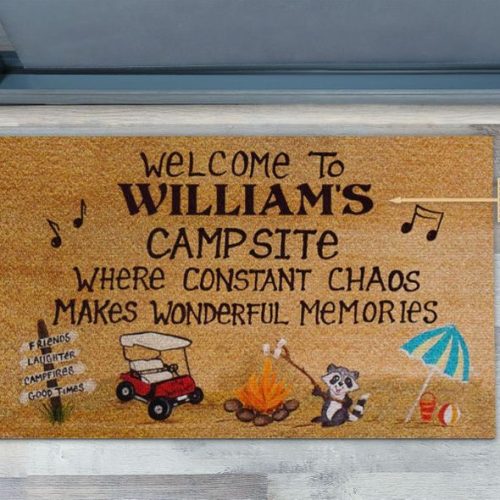 Personalized Welcome To Campsite Where Constant Chaos Makes Wonderful Memories Doormat