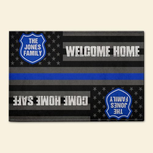 Personalized Police Welcome Home Come Home Safe Doormat