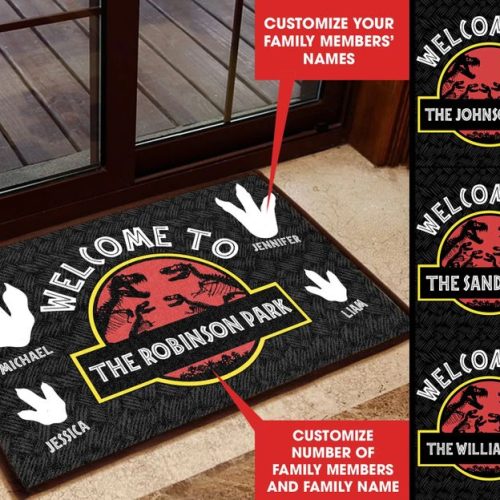 Welcome To Jurassic Dinosaur Park Personalized Doormat