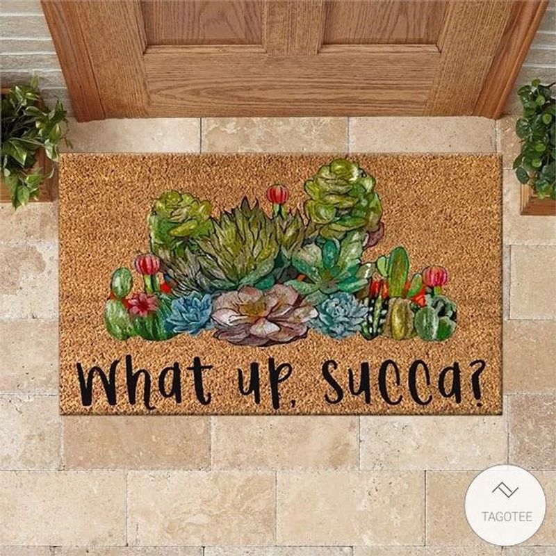 Succulent What Up Succa Doormat