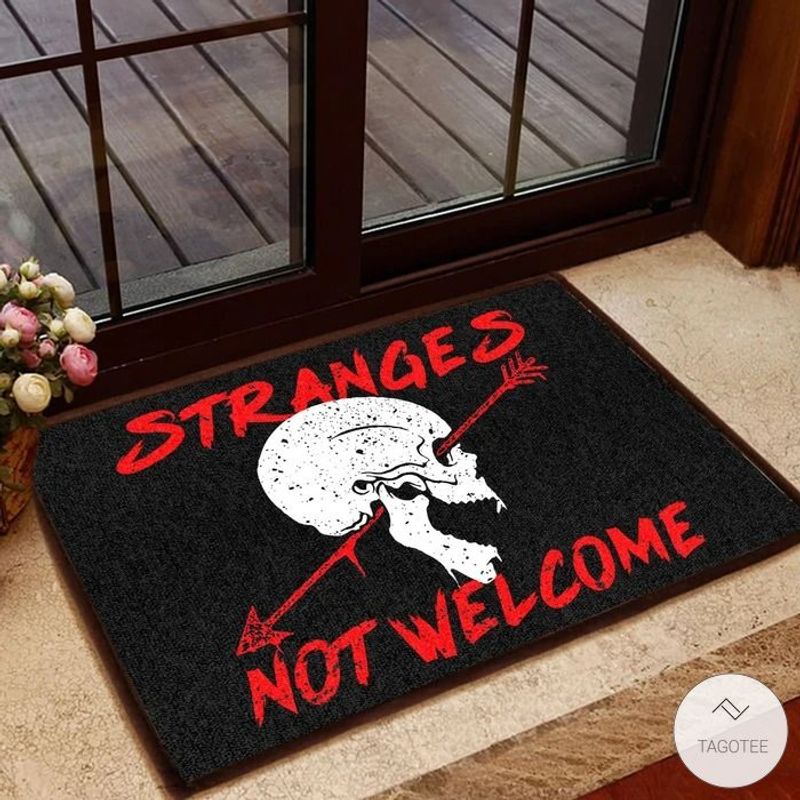 Strangers Not Welcome Skull Doormat