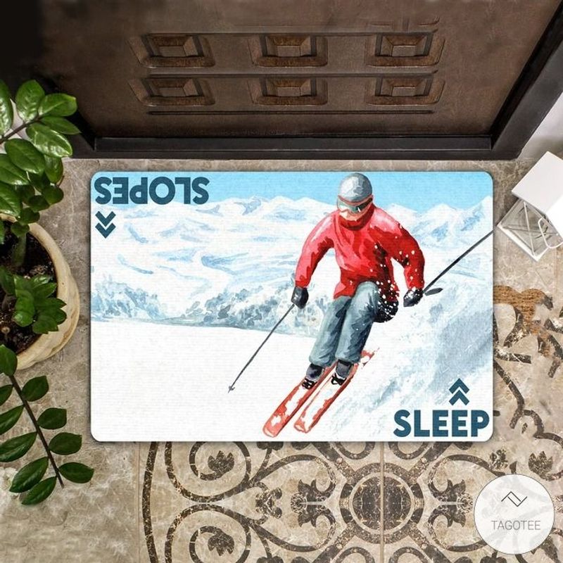Sleep Slopes Skiing Doormat