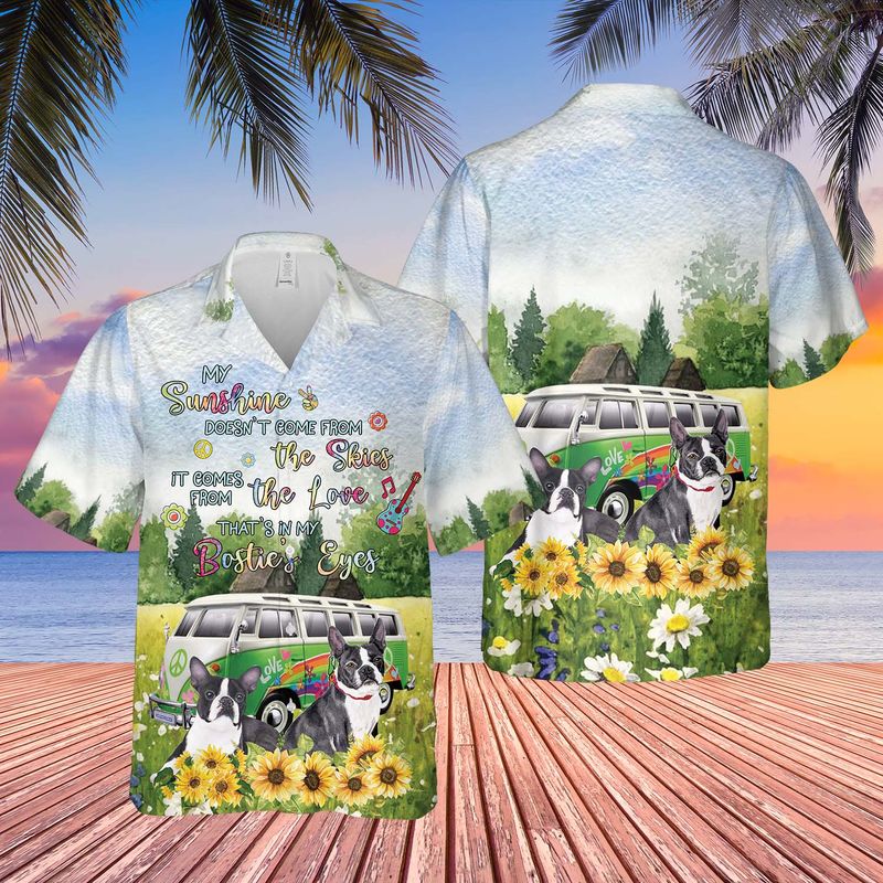 Boston Terrier My Sunshine Comes From Love In Eyes Hawaiian Shirt